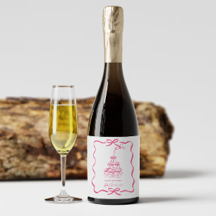Cute Hand Drawn Champagne Cocktail Birthday Party Sparkling Wine Label