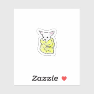Cute Hand Drawn Chihuahua Wrapped in Yellow Blanke Sticker