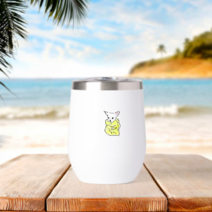 Cute Hand Drawn Chihuahua Wrapped in Yellow Blanke Thermal Wine Tumbler