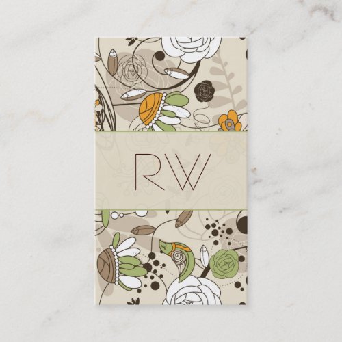 Cute Hand Drawn Children Style Flowers &amp; Birds Business Card