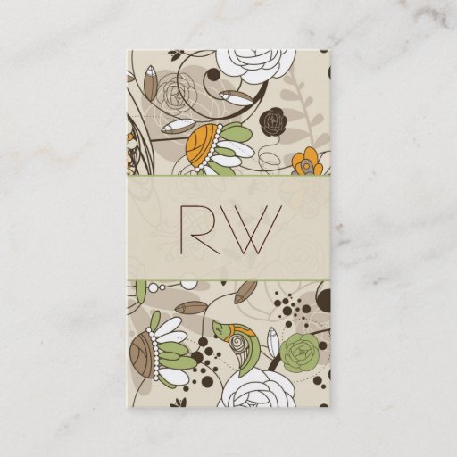Customizable Cute Hand Drawn Children Style Flowers &amp; Birds Business Card