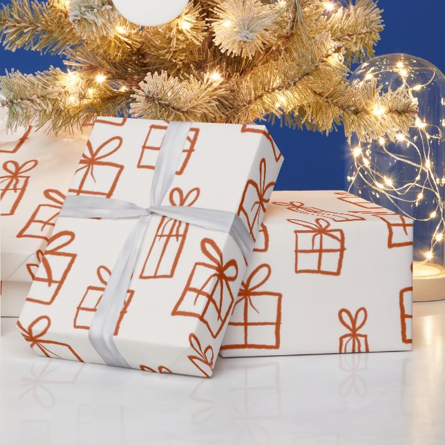 Cute Hand Drawn Christmas Gift Packages Pattern Wrapping Paper (Holidays)