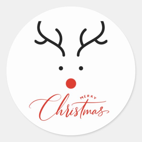 Cute hand drawn Christmas reindeer Classic Round Sticker