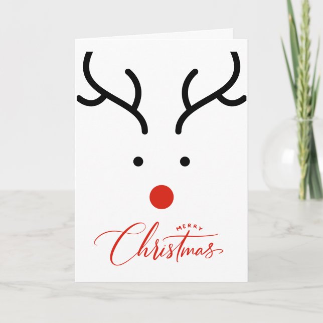 Cute hand drawn Christmas reindeer Holiday Card (Front)