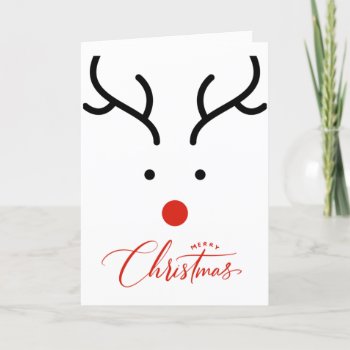 Cute Hand Drawn Christmas Reindeer Holiday Card by Pick_Up_Me at Zazzle