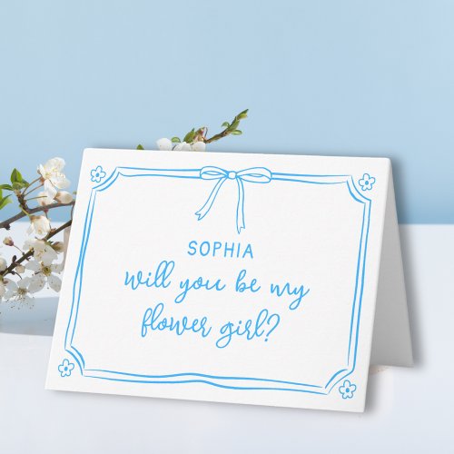 Cute Hand Drawn Coquette Bow Flower Girl Proposal Card