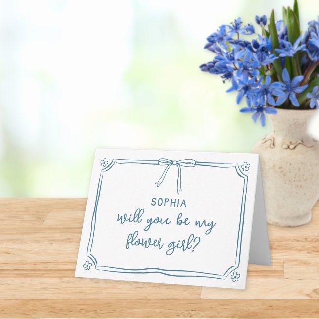 Cute Hand Drawn Coquette Bow Flower Girl Proposal Card (Creator Uploaded)