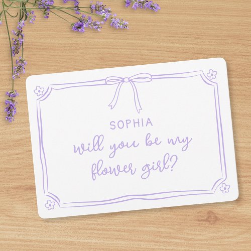 Cute Hand Drawn Coquette Bow Flower Girl Proposal Card