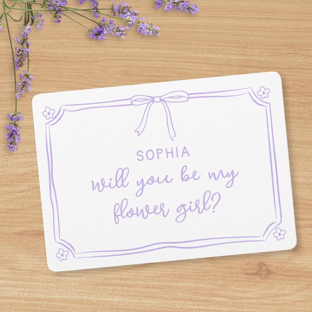 Cute Hand Drawn Coquette Bow Flower Girl Proposal Card (Creator Uploaded)