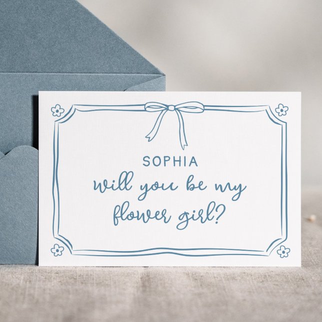 Cute Hand Drawn Coquette Bow Flower Girl Proposal Card (Creator Uploaded)