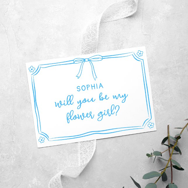 Cute Hand Drawn Coquette Bow Flower Girl Proposal Card (Creator Uploaded)