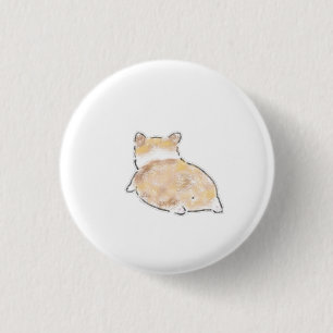 Cute Hand-Drawn Corgi Butt Back View Illustration Button