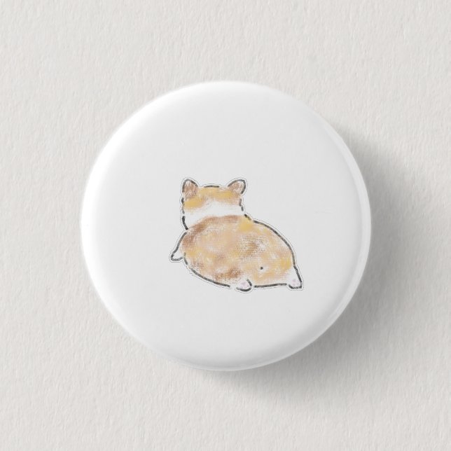 Cute Hand-Drawn Corgi Butt Back View Illustration Button (Front)