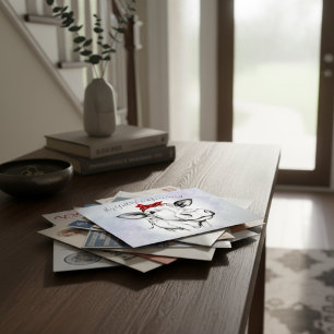 Cute Hand Drawn Cow Bandana Moving Announcement Postcard