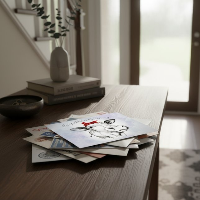 Cute Hand Drawn Cow Bandana Moving Announcement Postcard (Creator Uploaded)