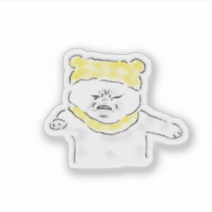 Cute Hand-Drawn Crying Cat Yellow Hat Sticker