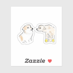 Cute Hand-Drawn Curious Puppies Saying Hello Sticker
