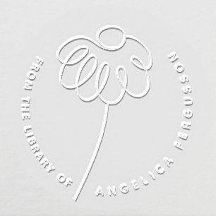 Cute Hand-drawn Daisy Flower Custom Library Book Embosser