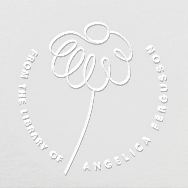 Cute Hand-drawn Daisy Flower Custom Library Book Embosser (Design)