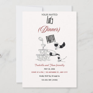 Cute Hand-Drawn Dinner Party Invitation