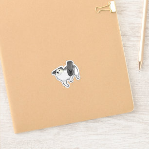 Cute Hand-Drawn Dog Hit By Flying Slippers Art Sticker