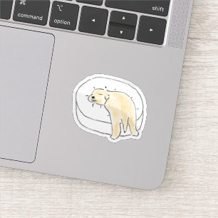 Cute Hand-Drawn Dog Sleeping On Puffy Bed Sticker