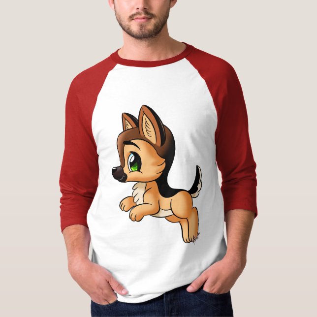 Cute Hand Drawn Dog Unisex 3/4 Sleeve Baseball Tee (Front)