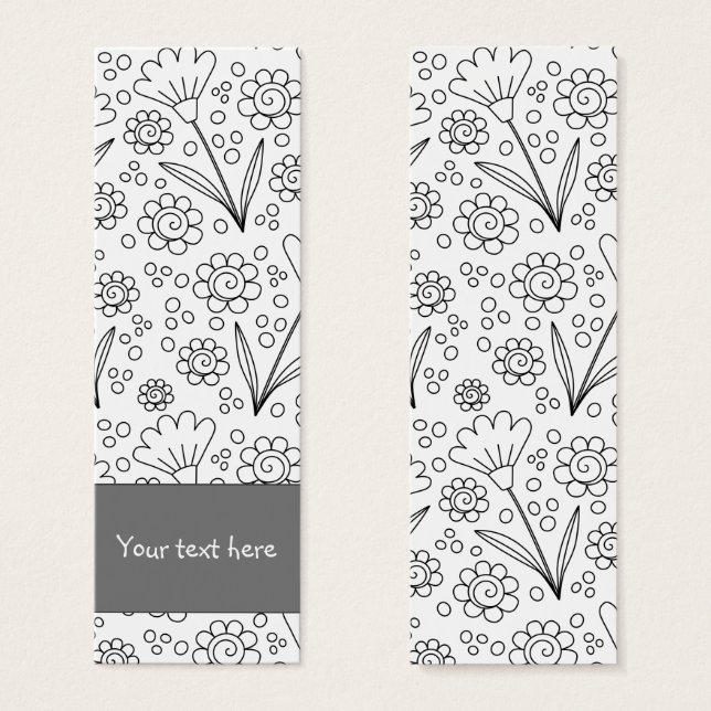 Cute hand drawn doodle flower design Bookmark (Front & Back)
