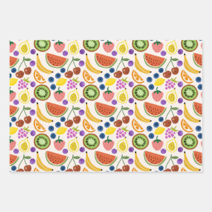 Cute Hand-drawn Doodle Fruits Seamless Pattern Wrapping Paper Sheets