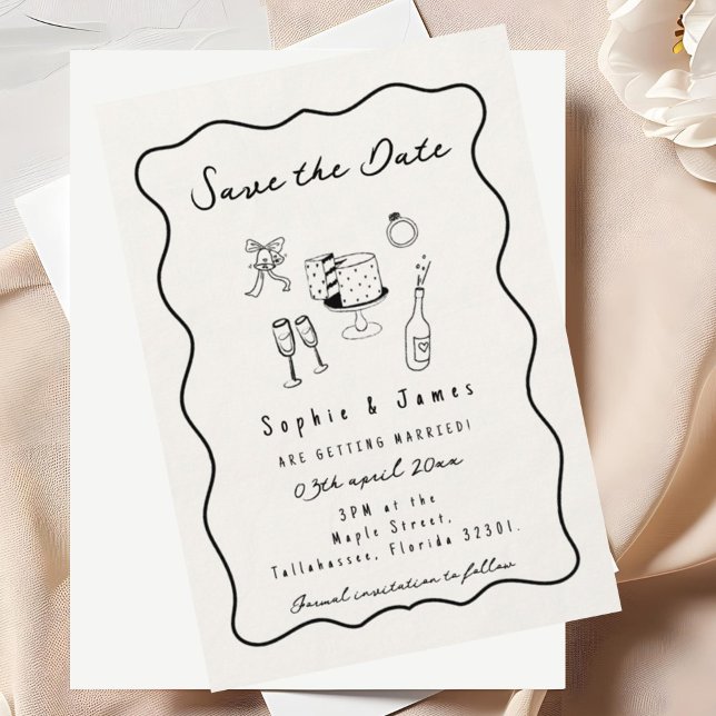  cute Hand-Drawn doodle Trendy Wedding Invitation (Creator Uploaded)