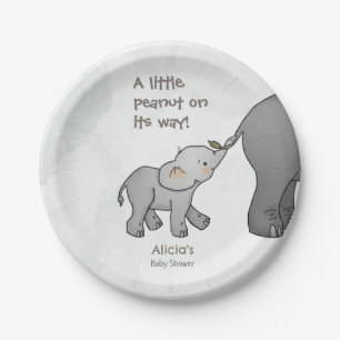 Cute Hand Drawn Elephant Little Peanut BabyShower Paper Plates