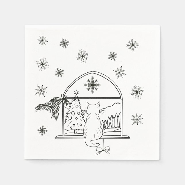 Cute hand drawn festive Christmas Holiday  Napkins (Front)