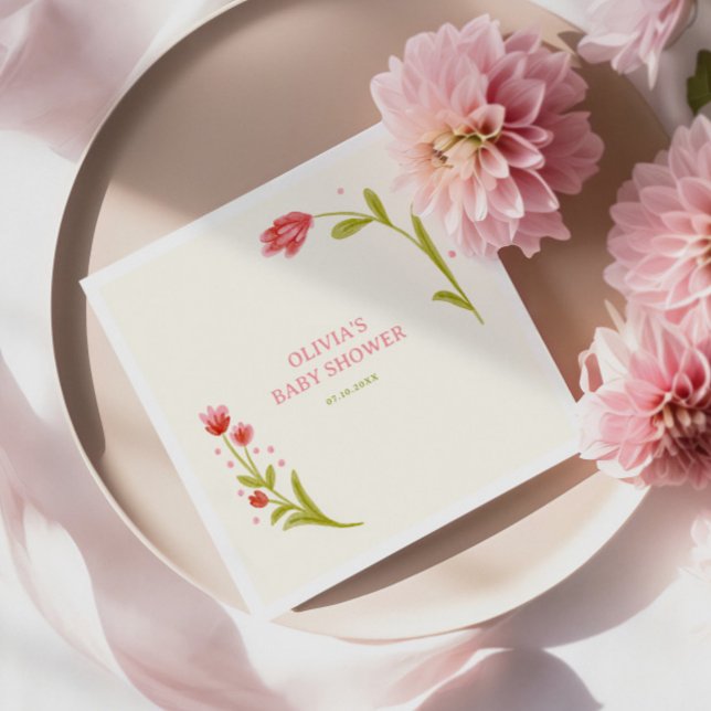 Cute Hand Drawn Floral Baby Shower Napkins (Creator Uploaded)