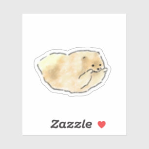 Cute Hand-Drawn Fluffy Pomeranian Chewing Treat Sticker