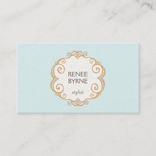 Cute Hand Drawn Frame Fashion and Beauty Turquoise Business Card