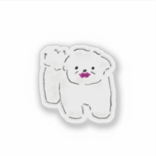 Cute Hand-Drawn Funny Dog Lipstick Art Sticker
