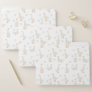 Cute Hand Drawn Goose & Daisies File Folder