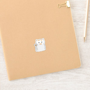 Cute Hand-Drawn Grumpy White Cat Art Sticker