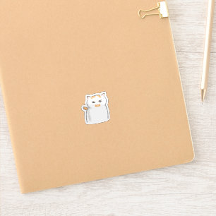 Cute Hand-Drawn Grumpy White Cat Art Sticker
