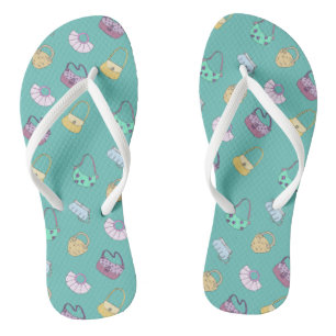 Cute Hand Drawn Handbags Doodles Pattern Flip Flops