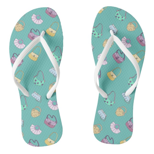 Cute Hand Drawn Handbags Doodles Pattern Flip Flops (Footbed)