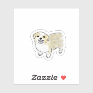 Cute Hand-Drawn Happy Golden Puppy Art Sticker
