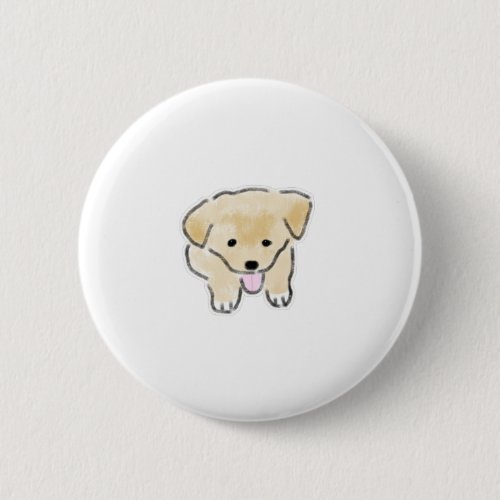 Cute Hand-Drawn Happy Smiling Puppy Illustration Button