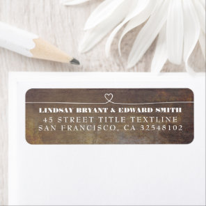 Cute Hand Drawn Heart Rustic Wood Wedding Label