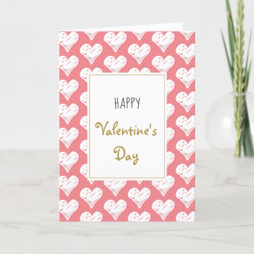 Cute Hand drawn Hearts Happy Valentines Day Holiday Card