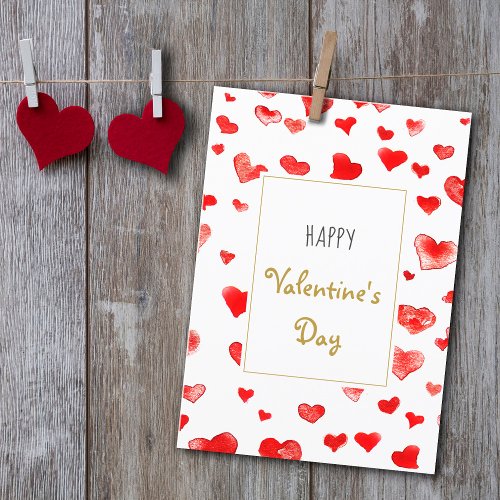 Cute Hand drawn Hearts Happy Valentines Day Holiday Card