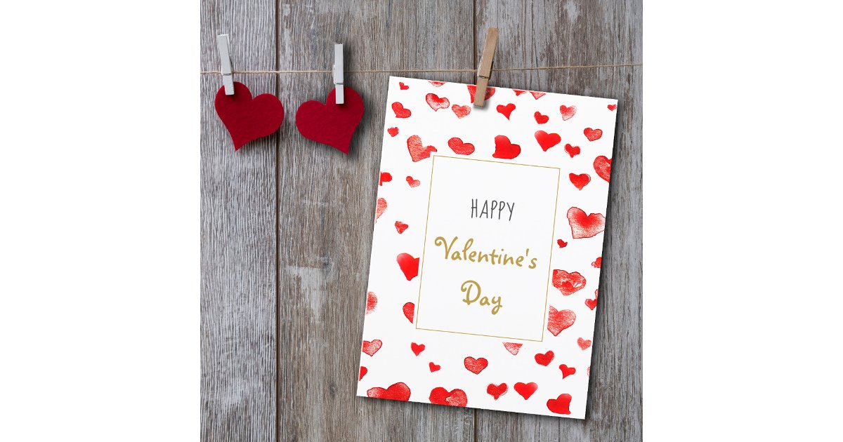 Cute Hand drawn Hearts Happy Valentine's Day Holiday Card | Zazzle