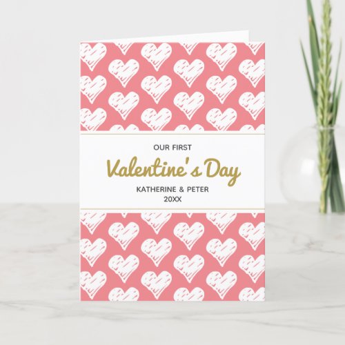 Cute Hand drawn Hearts Our First Valentines Day  Holiday Card