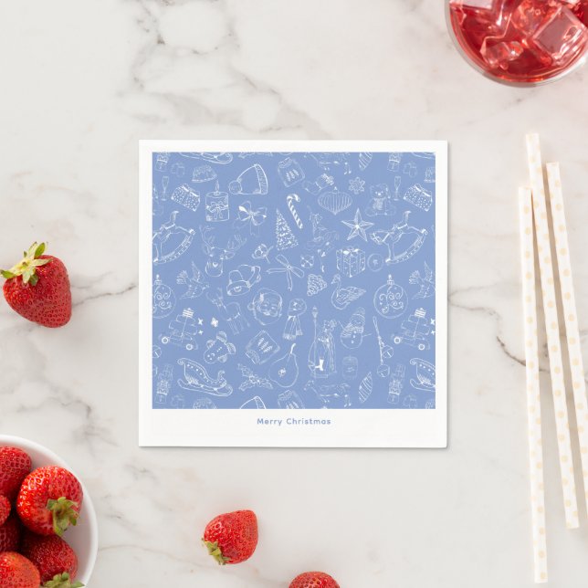 Cute Hand Drawn Holiday Doodle Pattern Napkins (Insitu)