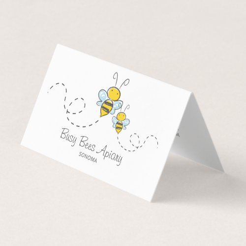 Cute Hand Drawn Honey Bees Beekeeper Apiary Business Card